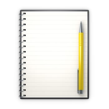 An image of a notepad and a ballpen