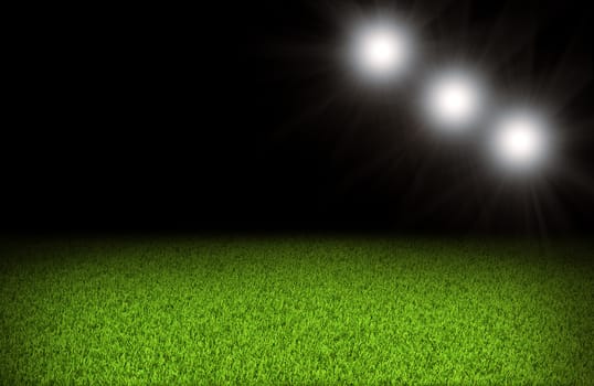 Football green field and bright lights, sport concept