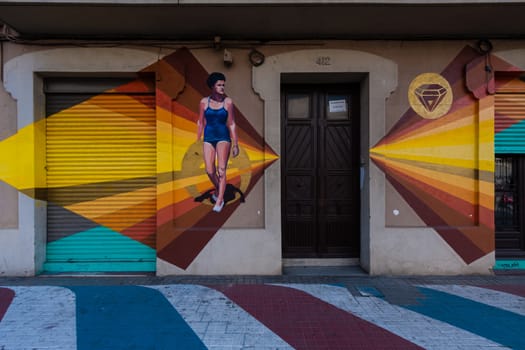 BARCELONA, SPAIN, february 2016- Graffiti wall in Poblenou district of Barcelona