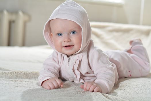 happy baby after bath look at the camera