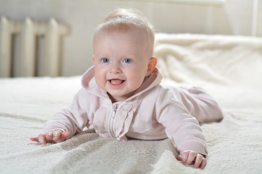  happy baby after bath look at the camera