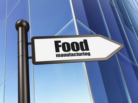 Industry concept: sign Food Manufacturing on Building background, 3d render