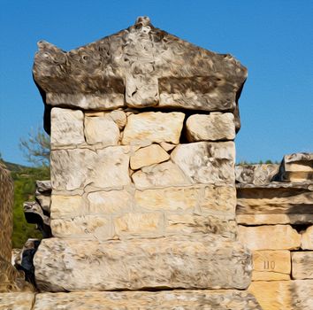  pamukkale    old       construction     in asia turkey the column  and the roman temple 