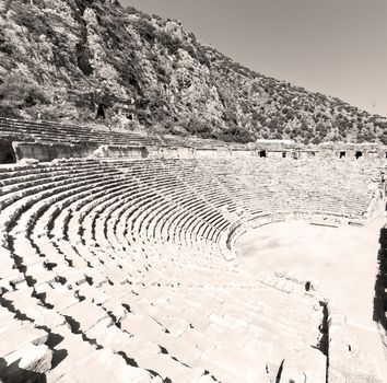 myra    in    turkey europe   old roman necropolis and indigenous tomb stone