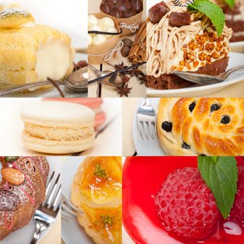 fresh colorful delicious homemade dessert cake selection composition collage 