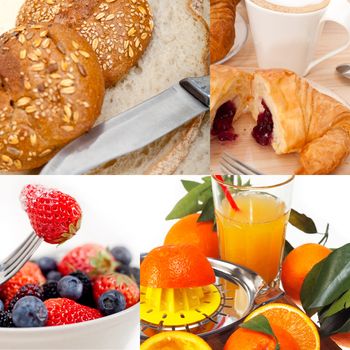 ealthy fresh nutritious vegetarian breakfast collage composition set