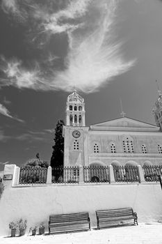 in paros      cyclades greece old church and greek  village the sky