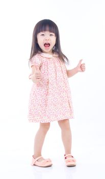 Little asian girl posing isolated on white background