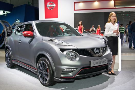 MOSCOW-SEPTEMBER 2: Nissan Juke Nismo at the Moscow International Automobile Salon on September 2, 2014 in Moscow, Russia.