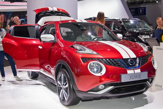 MOSCOW-SEPTEMBER 2: Nissan Juke at the Moscow International Automobile Salon on September 2, 2014 in Moscow, Russia.