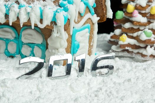 Gingerbread house and numbers for New Year 2016.