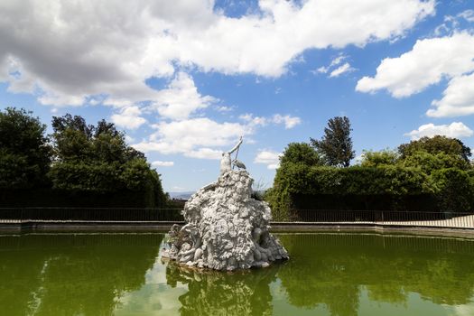 Fountain Neptune in Boboli Gardens in Florence,  Europe