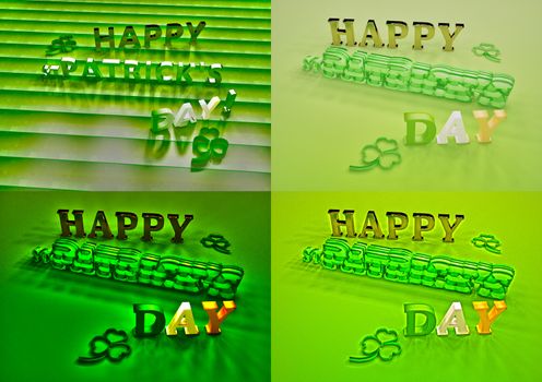 Set of pictures dimensional inscription of Happy St. Patrick's Day.
