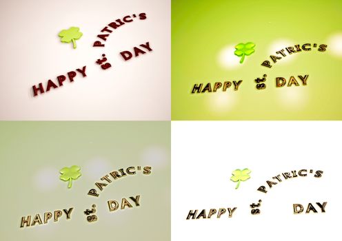 Set of pictures dimensional inscription of Happy St. Patrick's Day.