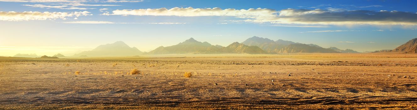 View on desert with mountains at surise, Egypt