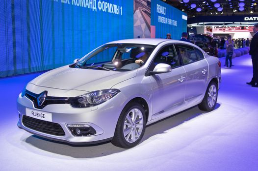 MOSCOW-SEPTEMBER 2: Renault Fluence at the Moscow International Automobile Salon on September 2, 2014 in Moscow, Russia.