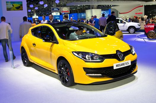 MOSCOW-SEPTEMBER 2: Renault Megane RS at the Moscow International Automobile Salon on September 2, 2014 in Moscow, Russia