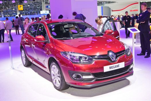 MOSCOW-SEPTEMBER 2: Renault Megane at the Moscow International Automobile Salon on September 2, 2014 in Moscow, Russia.