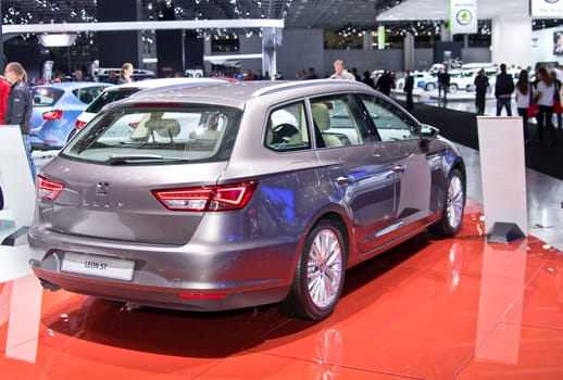 MOSCOW-SEPTEMBER 2: Seat Leon ST at the Moscow International Automobile Salon on September 2, 2014 in Moscow, Russia