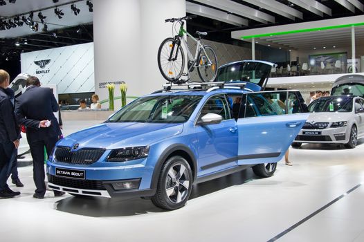 MOSCOW-SEPTEMBER 2: Skoda Octavia Scout at the Moscow International Automobile Salon on September 2, 2014 in Moscow, Russia