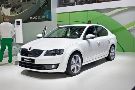 MOSCOW-SEPTEMBER 2: Skoda Octavia at the Moscow International Automobile Salon on September 2, 2014 in Moscow, Russia