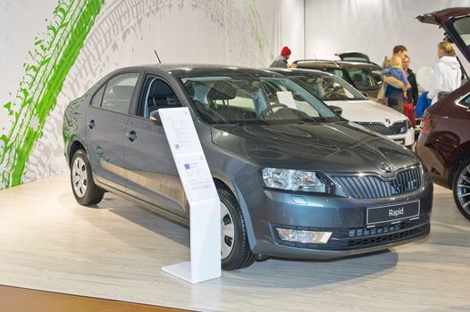 Tartu - September 26: Skoda Rapid at the Tartu Motoshow on September 26, 2015 in Tartu, Estonia