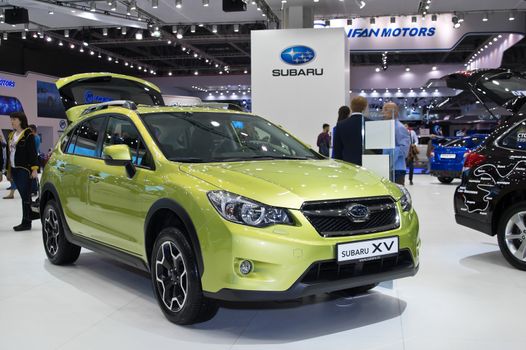 Moscow-September 2: Subaru XV at the Moscow International Automobile Salon on September 2, 2014 in Moscow