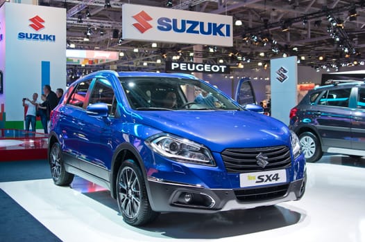 Moscow-September 2: Suzuki SX4  at the Moscow International Automobile Salon on September 2, 2014 in Moscow
