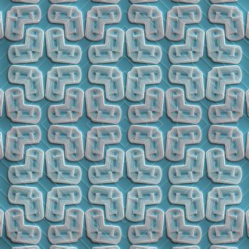 Plastic background tiles with embossed abstract ornament