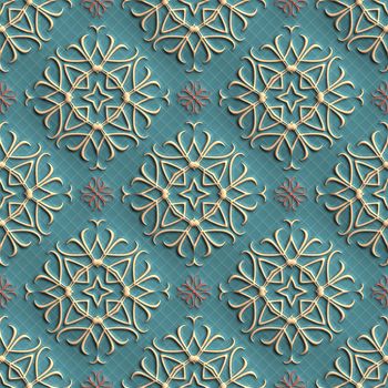 Plastic background tiles with embossed abstract ornament