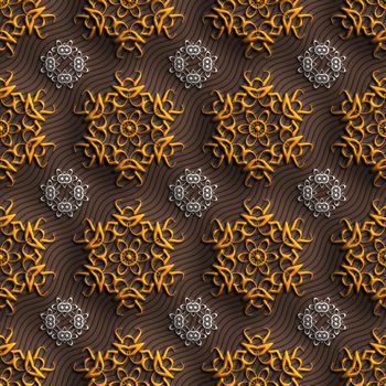 Plastic background tiles with embossed abstract ornament