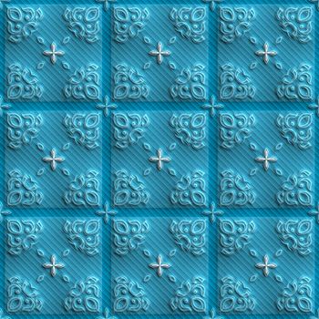 Plastic background tiles with embossed abstract ornament