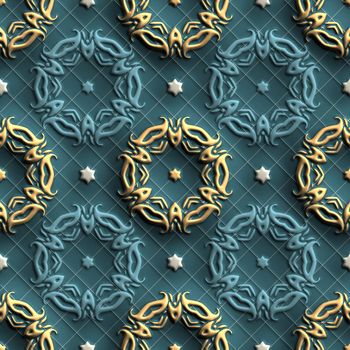 Plastic background tiles with embossed abstract ornament