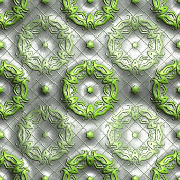 Plastic background tiles with embossed abstract ornament