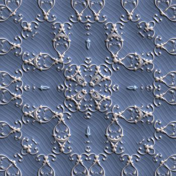 Plastic background tiles with embossed abstract ornament