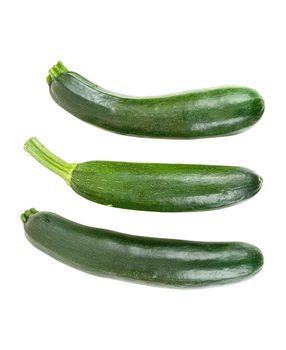 Fresh courgettes isolated on white background with clipping path