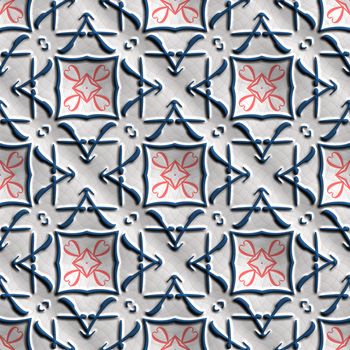 Plastic background tiles with embossed abstract ornament