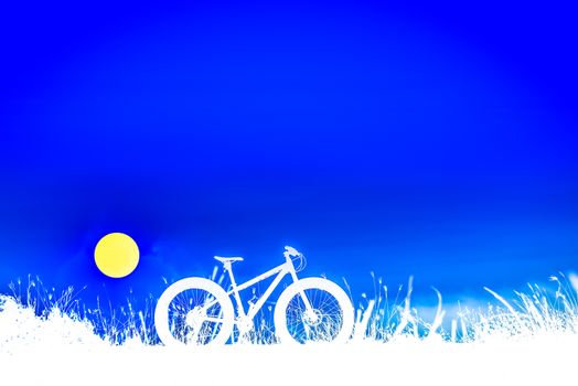 mountain bike silhouette on beautiful sunset, silhouette fatbike