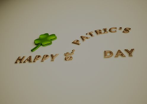 Happy St. Patrick's Day and clover on background.