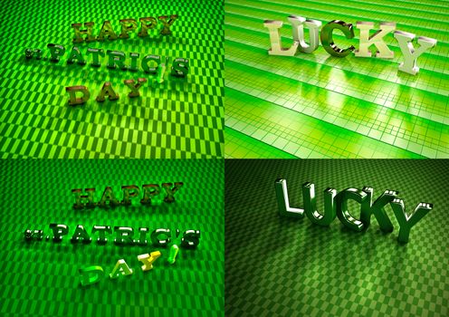 Set of pictures dimensional inscription of Happy St. Patrick's Day.