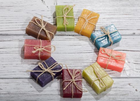 colorful natural herbal soaps