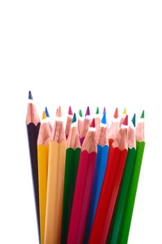 Colored pencils isolated on a white background