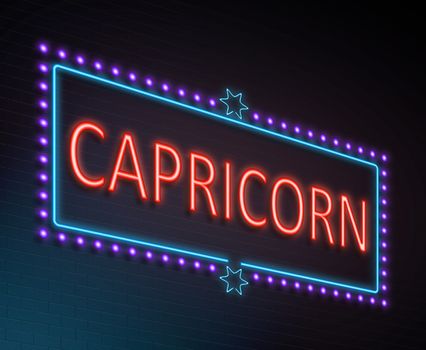 Illustration depicting an illuminated neon sign with a capricorn concept.