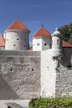 defensive wall of Pieskowa Skala Castle, near Cracow, Poland.