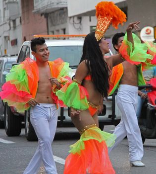 Dancers performing at a parade during a carnaval in Veracruz, Mexico 03 Feb 2016 No model release Editorial use only