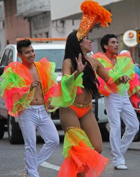 Dancers performing at a parade during a carnaval in Veracruz, Mexico 03 Feb 2016 No model release Editorial use only