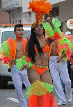 Dancers performing at a parade during a carnaval in Veracruz, Mexico 03 Feb 2016 No model release Editorial use only