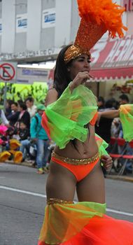 A dancer performing at a parade during a carnaval in Veracruz, Mexico 03 Feb 2016 No model release Editorial use only