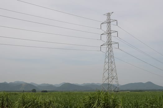 High voltage post with sky