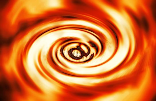 Email symbol on a fiery swirl background.
Like a black hole makes gravity waves.